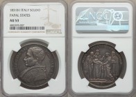 Papal States. Gregory XVI Scudo Anno I (1831)-B AU53 NGC, Bologna mint, KM1315.1. Old world gun-metal blue and rose toning. 

HID09801242017