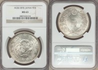 Meiji Yen Year 28 (1895) MS63 NGC, KM-YA25.3. Nicely struck all white coin. 

HID09801242017