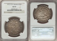 Republic Peso 1872/1 Cn-P AU55 NGC, Culiacan mint, KM408.1. Golden-gray toning with lighter shades at center work out to rims. 

HID09801242017