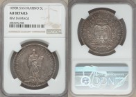 Republic 5 Lire 1898-R AU Details (Rim Damage) NGC, Rome mint, KM6. Mintage: 18,000. One year type.

HID09801242017