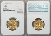 Philip IV gold Cob 2 Escudos 1629 S-R AU53 NGC, Seville mint, Fr-206. With clear date, pleasing type.

HID09801242017