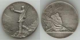 Cantons Pair of Uncertified Assorted silver "Shooting" Medal, 1) Obwalden Canton. Engelberg 1899 - Matte AU, Martin-879, Richter-1045a. 45mm. 37.72gm....