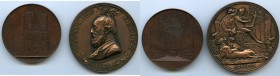 Pair of Uncertified Assorted copper Medals, 1) Great Britain: Victoria ND (1854) - XF, 59mm. 87.74gm. 2) Switzerland: Zurich 1889 (Later Restrike) - U...