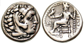 Macedonian Kingdom. Alexander III the Great. 336-323 B.C. AR drachm (16.6 mm, 4.18 g, 1 h). Miletos mint, Struck under Philoxenos, ca 325-323 B.C. Hea...
