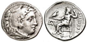 Macedonian Kingdom. Philip III Arrhidaios. 323-317 B.C. AR drachm (17.6 mm, 4.25 g, 11 h). Kolophon mint, ca. 322-319 B.C. Head of Herakles right, wea...