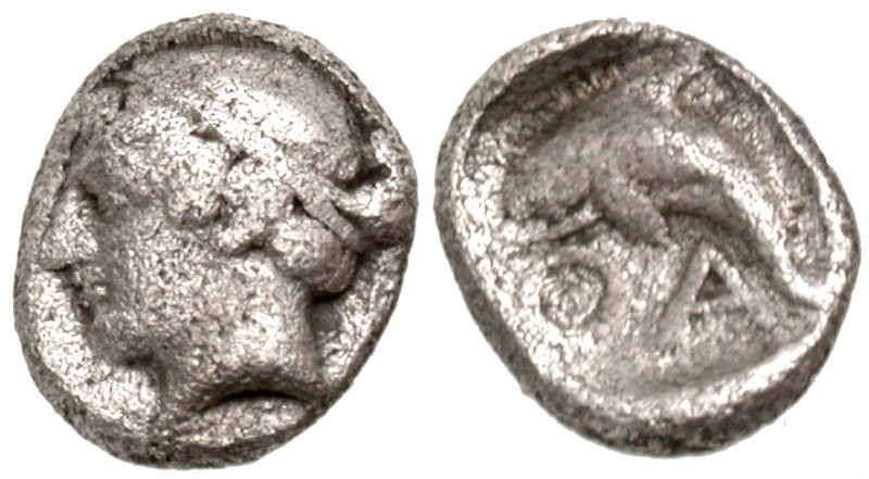 Islands off Thrace, Thasos. ca. 411-340 B.C. AR hemiobol (7.4 mm, .30 g, 6 h). D...