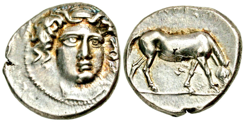 Thessaly, Larissa. Ca. 405-380 B.C. AR drachm (19.3 mm, 19.3 g, 9 h). Head of th...