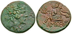 Pontos, Amisos. Time of Mithridates VI. Ca. 120-63 B.C. AE 22 (22.4 mm, 7.64 g, 1 h). Struck ca. 85-65 B.C. Head of Dionysos right, wreathed with ivy....