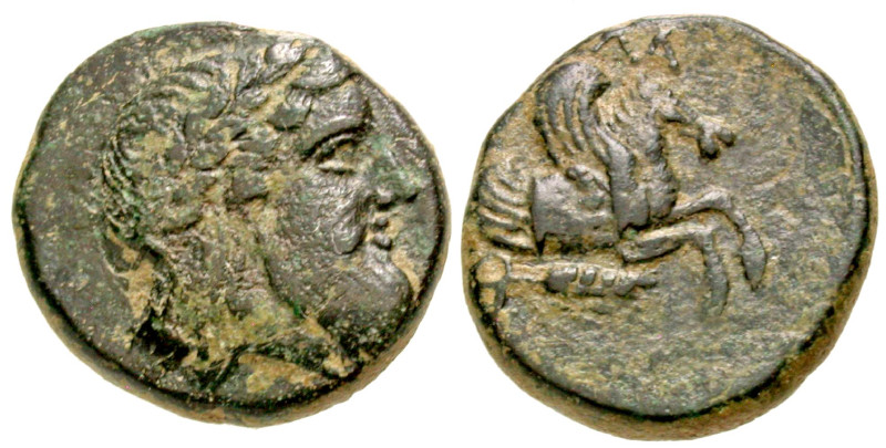 Mysia, Adramytion. 4th century B.C. AE 17 (16.80 mm, 4.13 g, 1 h). Laureate head...