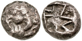 Mysia, Parion. 5th century B.C. AR drachm (13.2 mm, 3.90 g, ' h). Facing gorgoneion / Linear pattern within incuse square. SNG France 1344; SNG von Au...