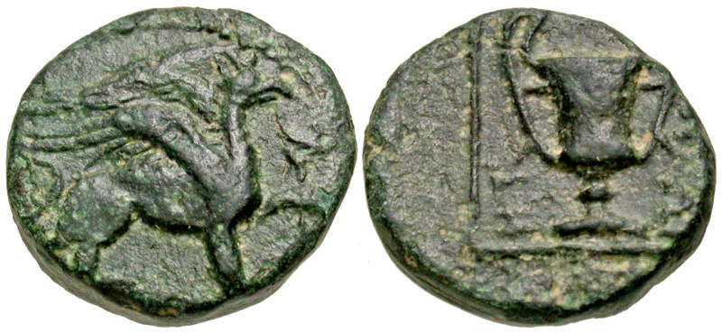 Ionia, Teos. civic issue. Ca. 210-190 B.C. AE 12 (12 mm, 1.67 g, 7 h). Griffin s...