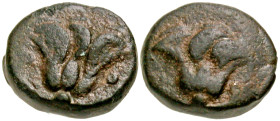 Islands off Caria, Rhodos. Rhodes. Ca. 394-304 B.C. AE 10 (10.45 mm, 1.57 g, 1 h). P - O, Rose with bud / P - O, letters in lower field to left and ri...
