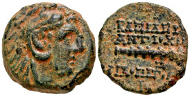 Seleukid Kingdom. Antiochos IX Philopator. 114/3-95 B.C. AE 15 (14.55 mm, 3.13 g, 12 h). Antioch mint, Dated (illegible on this coin) is LΣ (113/2 BC)...