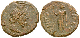 Lydia, Tripolis. Pseudo-autonomous issue. 2nd-3rd century A.D. AE 22 (22 mm, 5.51 g, 6 h). Draped bust of Serapis right / TPIΠOΛЄITΩN, Isis in long ch...