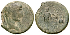 Phrygia, Laodicea ad Lycum. Tiberius. A.D. 14-37. AE 19 (18.5 mm, 3.86 g, 5 h). Pythes Pythou, magistrate. ΣEBAΣTOΣ, bare head of Tiberius right / ΛAO...