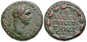 Cappadocia, Caesareia-Eusebia. Domitian. A.D. 81-96. AE assarion (19.4 mm, 6.52 g, 11 h). Dated RY 14 (A.D. 95). Titus Pomponius Bassus, legatus Augus...