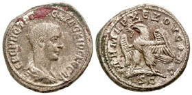 Syria, Seleucis and Pieria. Antiochia ad Orontem. Herennius Etruscus. As Caesar, A.D. 250-251. BI tetradrachm (28.58 mm, 13.03 g, 2 h). ЄPЄNNЄ TPOY MЄ...