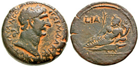 Egypt, Alexandria. Trajan. A.D. 98-117. AE drachm (35.91 mm, 27.48 g, 12 h). Alexandria mint, Struck A.D. 107/8. AVT T-PAIAN CЄ-B ΓЄPM ΔAKIK, laureate...