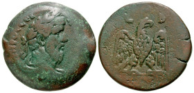 Egypt, Alexandria. Lucius Verus. A.D. 161-169. AE drachm (33.9 mm, 28.21 g, 12 h). Dated RY 2 = A.D. 161/2. Λ AVPHΛIOC OVHPOC CЄB, laureate, draped an...