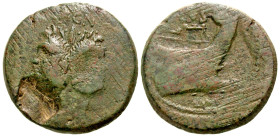 Pompey the Great. 45-44 B.C. AE as (29.8 mm, 19.51 g, 1 h). Sicilian mint. MAGN, laureate head of Janus with the features of Cn. Pompeius Magnus / PIV...