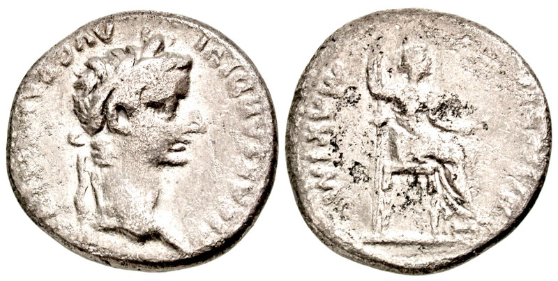 Tiberius. A.D. 14-37. AR denarius (17.5 mm, 3.36 g, 8 h). Lugdunum mint, struck ...