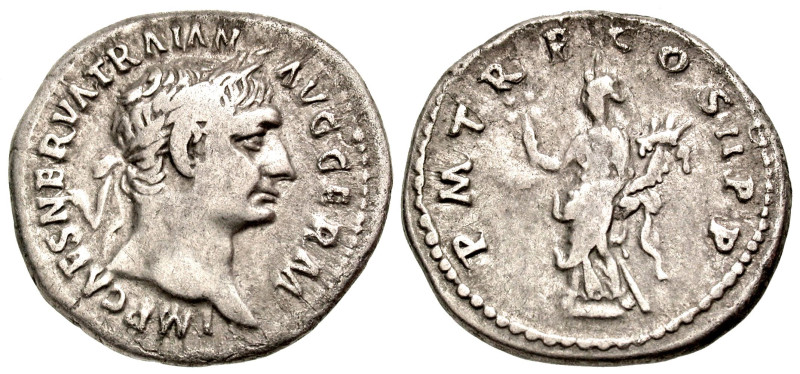 Trajan. A.D. 98-117. AR denarius (19.3 mm, 3.32 g, 7 h). Rome mint, Struck A.D. ...