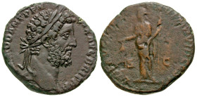 Commodus. A.D. 177-192. AE sestertius (28.7 mm, 19.06 g, 6 h). Rome mint, struck A.D. 190. M COMMOD ANT P FELIX AVG BRIT P P, laureate head of Commodu...