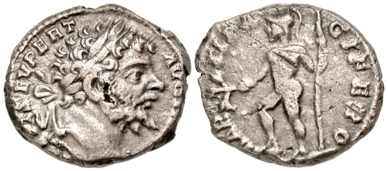Septimius Severus. A.D. 193-211. AR denarius (17.5 mm, 2.64 g, 12 h). Rome mint,...