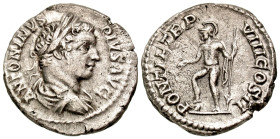 Caracalla. A.D. 198-217. AR denarius (18.4 mm, 3.17 g, 6 h). Rome mint, A.D. 205. ANTONINVS PIVS AVG, laureate head right / PONTIF TR P VIII COS II, M...