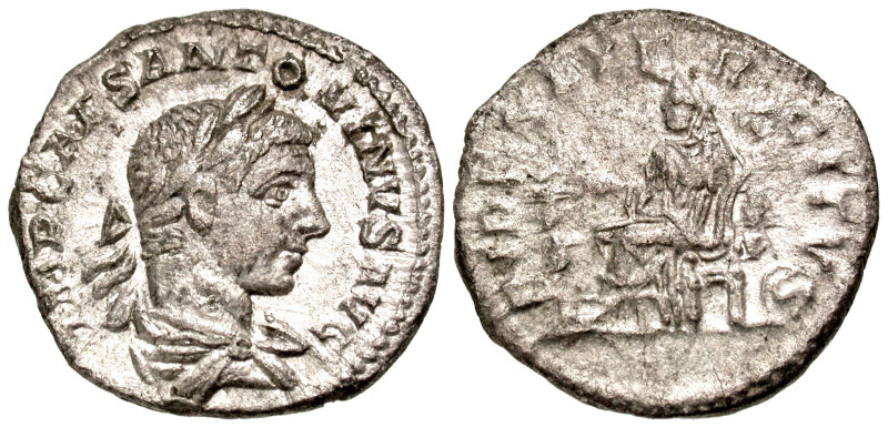 Elagabalus. A.D. 218-222. AR denarius (18.3 mm, 1.79 g, 6 h). Rome mint, struck ...