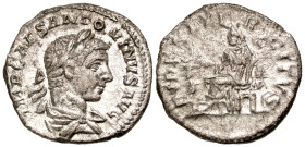Elagabalus. A.D. 218-222. AR denarius (18.3 mm, 1.79 g, 6 h). Rome mint, struck A.D. 222. IMP CAES ANTONINVS AVG, laureate, draped and cuirassed bust ...