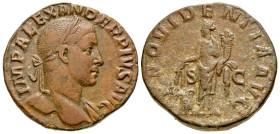 Severus Alexander. A.D. 222-235. AE sestertius (29.3 mm, 19.56 g, 12 h). Rome mint, struck A.D. 231-235. IMP ALEXANDER PIVS AVG, laureate bust of Seve...