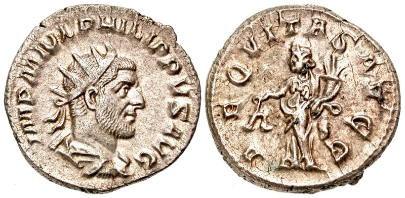 Philip I. A.D. 244-249. AR antoninianus (21.3 mm, 3.95 g, 6 h). Rome mint, struc...