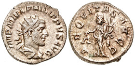 Philip I. A.D. 244-249. AR antoninianus (21.3 mm, 3.95 g, 6 h). Rome mint, struck A.D. 246. IMP M IVL PHILIPPVS AVG, radiate, draped, and cuirassed bu...
