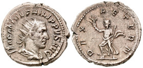 Philip I. A.D. 244-249. AR antoninianus (23.1 mm, 4.26 g, 12 h). Rome mint, struck A.D. 247-249. IMP M IVL PHILIPPVS AVG, radiate, draped, and cuirass...