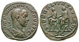 Philip II. A.D. 247-249. AE sestertius (30.1 mm, 24.06 g, 1 h). Rome mint, struck A.D. 248. IMP M IVL PHILIPPVS AVG, Laureate, draped and cuirassed bu...