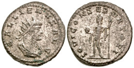 Gallienus. A.D. 253-268. Silvered BI antoninianus (20.7 mm, 3.83 g, 5 h). Antioch mint, Struck A.D. 266-269. GALLIENVS AVG, Radiate and cuirassed bust...