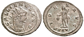 Gallienus. A.D. 253-268. Silvered BI antoninianus (22.2 mm, 3.30 g, 11 h). Antioch mint, Struck A.D. 266-268. GALLIENVS AVG, Radiate and cuirassed bus...