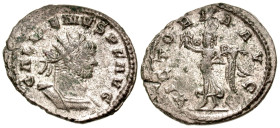 Gallienus. A.D. 253-268. Silvered BI antoninianus (22.5 mm, 3.65 g, 7 h). Antioch mint, Struck A.D. 263. GALLIENVS P F AVG, Radiate and cuirassed bust...