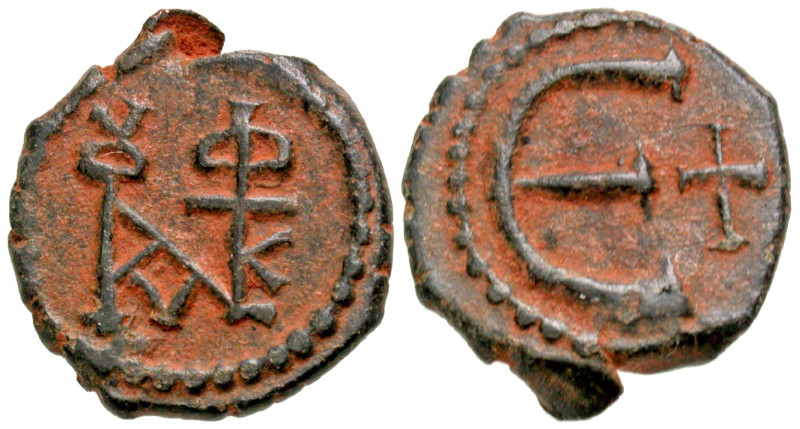 Justin II. 565-578. AE pentanummium (15.1 mm, 1.88 g, 6 h). Cyzicus mint. Monogr...