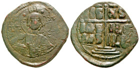 Anonymous (attributed to Romanus III). Ca. 1028-1034. AE follis (33.18 mm, 14.09 g, 6 h). Constantinople. +EMMANOVHL, IC-XC, bust of Christ facing wit...