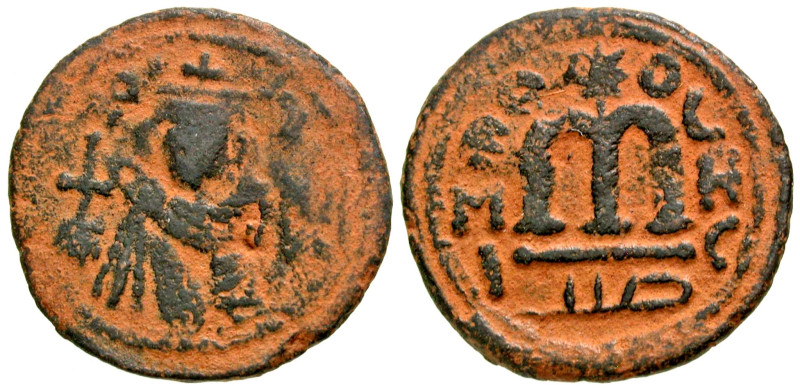 Arab-Byzantine, Umayyad Caliphate. Contemporary Imitation. AE follis (20.8 mm, 3...