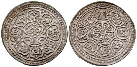 China, Tibet. Imperial Chinese Authority. Ca. A.D. 1907-09. AR tanka (27.5 mm, 4.47 g). "Ga-den" tanka. Ornate lotus set on single water line; around,...