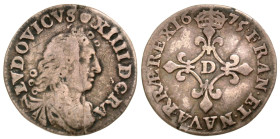 France. Louis XIV. 1643-1715. AR Quadruple sol dit ?des Traitants? (19.1 mm, 1.45 g, 5 h). 1675. Draped bust right; wreath above / Crowned cruciform l...