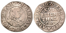 German States, Schleswig-Holstein-Gottorp. Christian Albrecht V. 1659-1694. AR 1/16 reichs thaler (19.8 mm, 1.53 g, 4 h). 1670. Mintmaster Christian P...