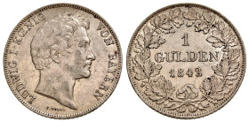 Germany, Bayern. Ludwig I. 1825-1848. Gulden (29 mm, 10.59 g, 12 h). München mint, 1842. Bare head of Ludwig I right / 1 / GULDEN, legend in two lines...