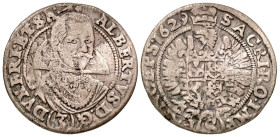 Germany, Duchy of Sagan. Albrecht von Wallenstein. 1623-1634. AR 3 kreuzer (19.9 mm, 1.35 g, 7 h). 1624. Bust portrait of Albrecht von Wallenstein loo...