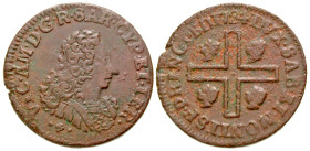 Italian States, Sardinia. Vittorio Amadeo II. 1718-1730. Cagliarese (18.1 mm, 2.04 g, 11 h). Torino mint. MIR 913. VF. Rrae. 