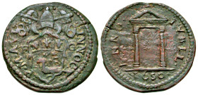 Papal States, Gubbio. Innocent X. A.D. 1644-1655. AE quattrino (19.8 mm, 2.88 g, 12 h). Jubilee issue. struck 1650. P · M · AVI · INNOC, crowned papal...