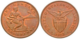 Philippines. 1 centavo. 1927M. KM 163. UNC, Beautiful luster and original red throughout fields!. 

Retail value: $100-250